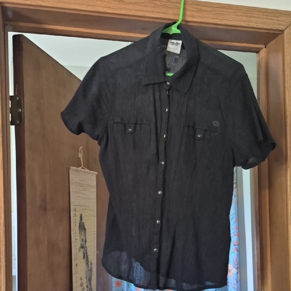 Harley-Davidson Black Sheer Blouse